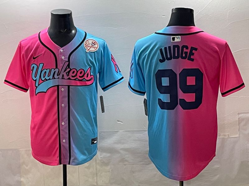 Men New York Yankees #99 Judge Blue pink Game 2025 Nike MLB Jersey style 008->new york yankees->MLB Jersey